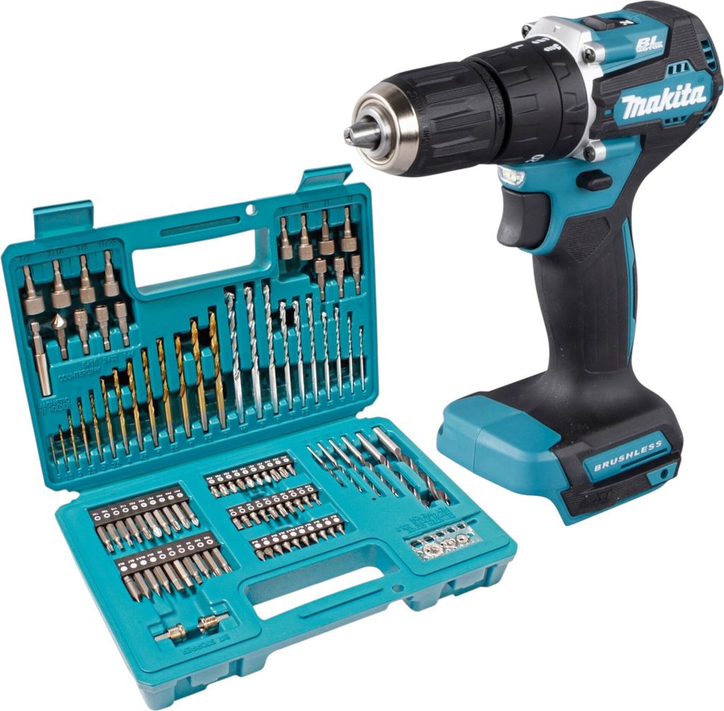Makita DHP 487 Z Akku Schlagbohrschrauber 18 V 40 Nm Brushless + 102 tlg. Bit Bohrer Set - ohne Akku, ohne Ladegerät