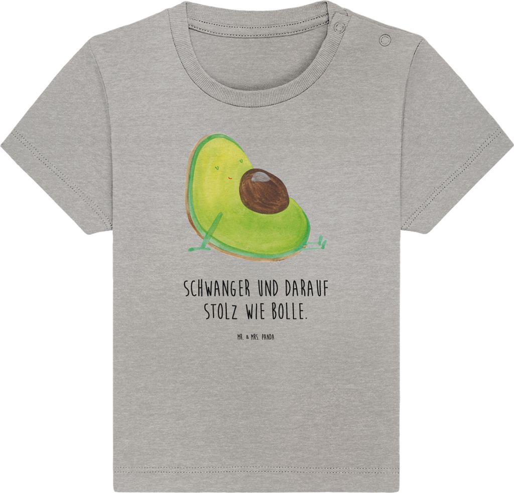 Mr. & Mrs. Panda T-Shirt Avocado Schwangerschaft 24. - 36. Monat - Heather Grey - Geschenk, Liebe, Schwanger, Baby Oberteil, Geburt, Kinder, Wunder...