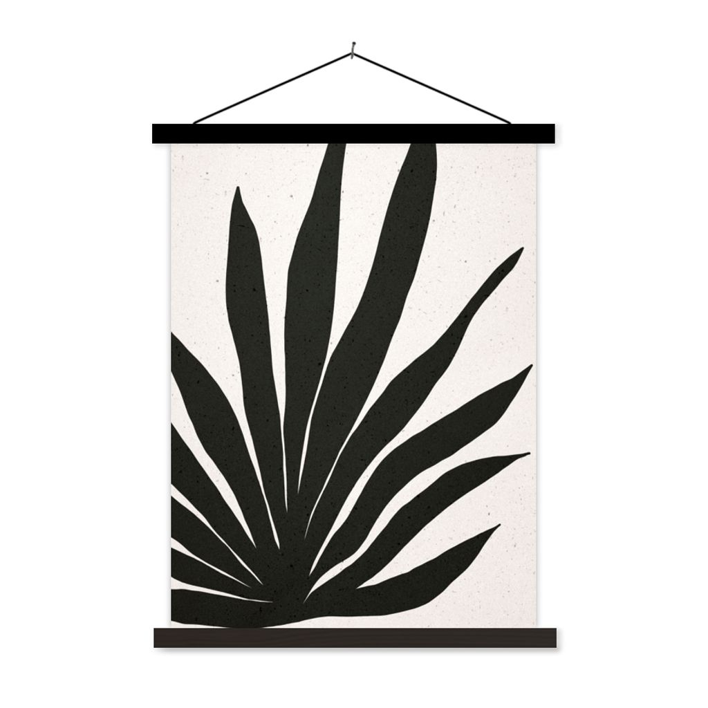 MuchoWow Textilposter Blatt - Pflanze - Minimalismus 120x160 cm mit schwarzem Rahmen - Magnetischer