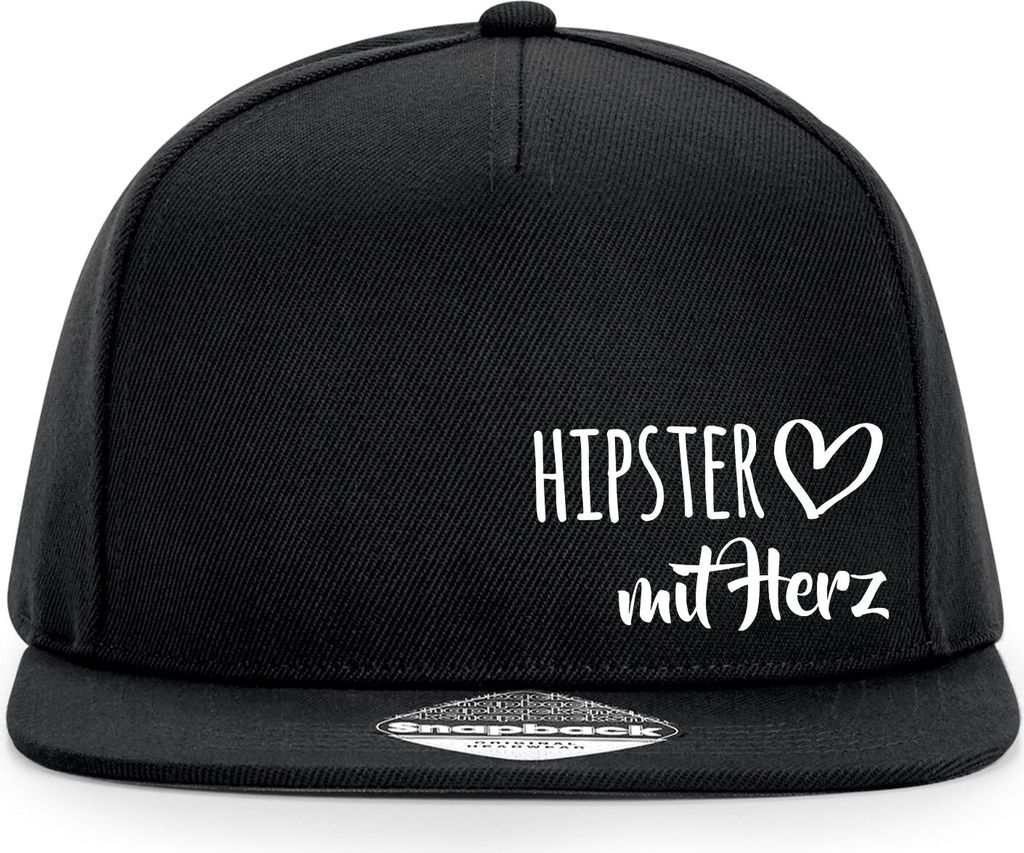 Huuraa Cappy Mütze Hipster mit Herz Black Polyester Snapback Kappe Geschenkidee