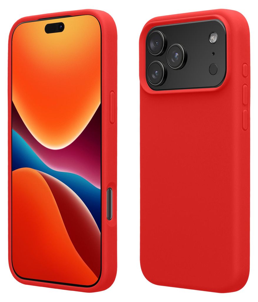kwmobile Handyhülle für iPhone 17 Pro Max Hülle, für iPhone 17 Pro Max Case - Hülle Silikon - kabelloses Laden - Klassisch Rot