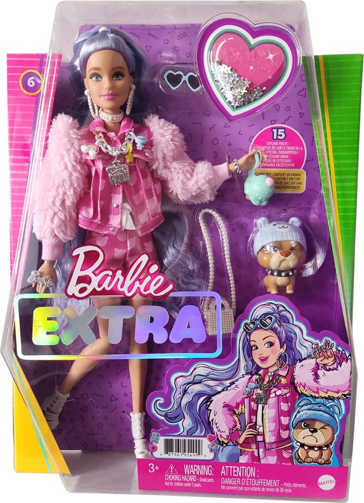 Barbie Extra Puppe mit lila-welligem Haar, Anziehpuppe, Produktbild 4