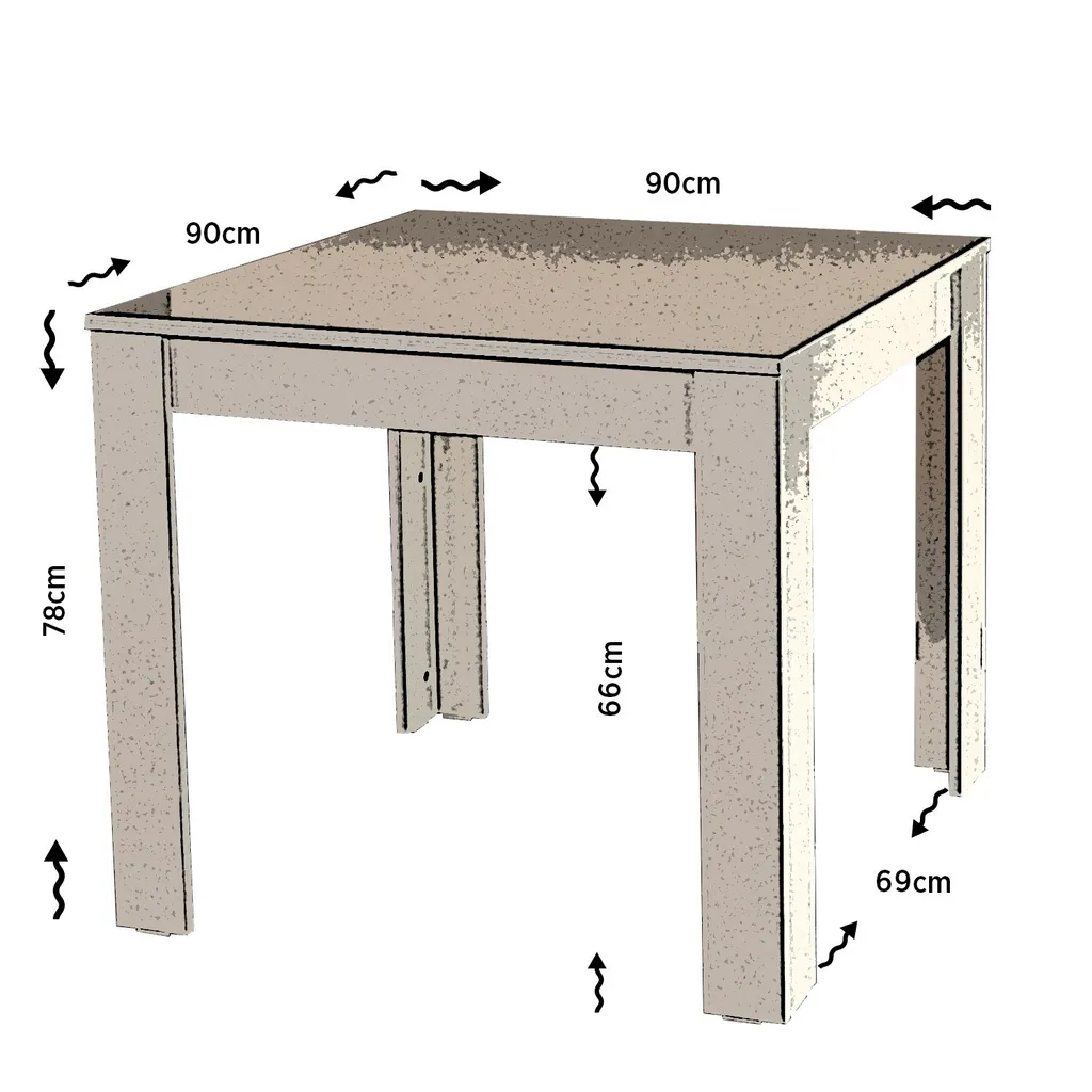 Table à manger Skye Decor Single 90 en blanc brillant 90x80x78 cm - 6