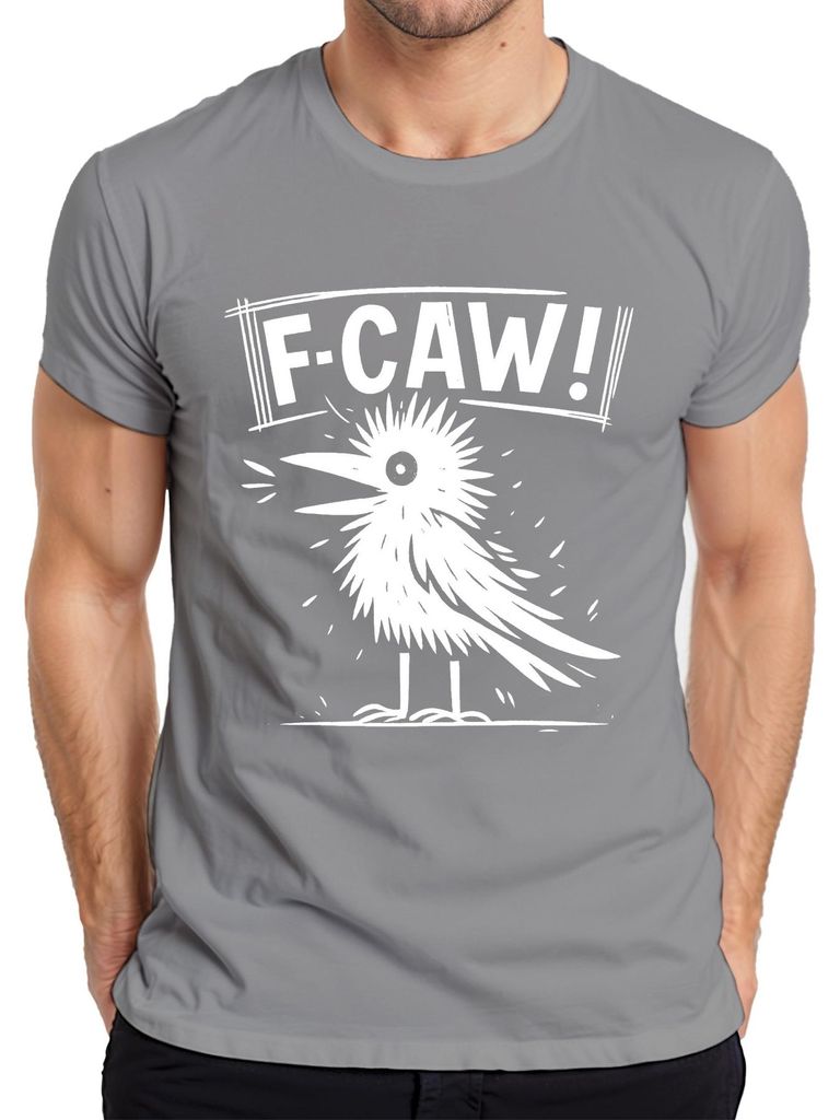 FCAW Krähe Rabe Vogel lustig Geschenk Gothic Punk Halloween Herren T-Shirt, Grau, XL
