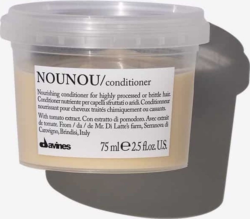 Davines Nounou Conditioner, Frauen, Sprödes Haar, Gefärbtes Haar, Entwirren, Feuchtigkeitsspendend, Nährend, Schutz, Weichmachend, 75 ml, Behäl...
