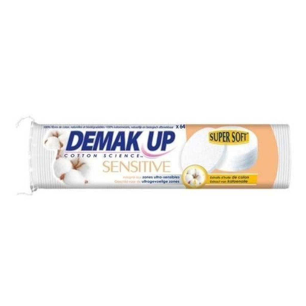 Demak'Up Sensitive Makeup Remover Pads for Face and Eyes 64 Natural Baumwolle Pads