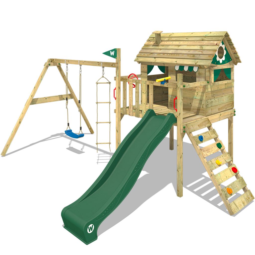 Stelzenhaus Wickey Smart Travel mit Schaukel und Spielhaus in Grün