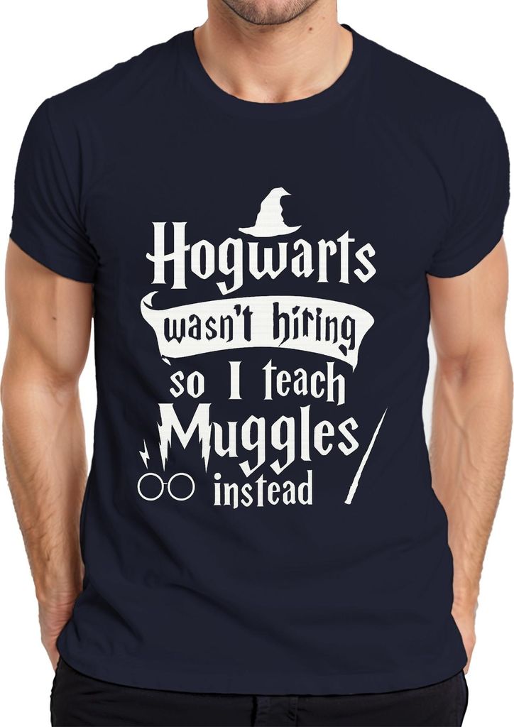 Hogwarts wasn't hiring so I teach Muggles instead Harry Potter Halloween Herren T-Shirt, Navy, L