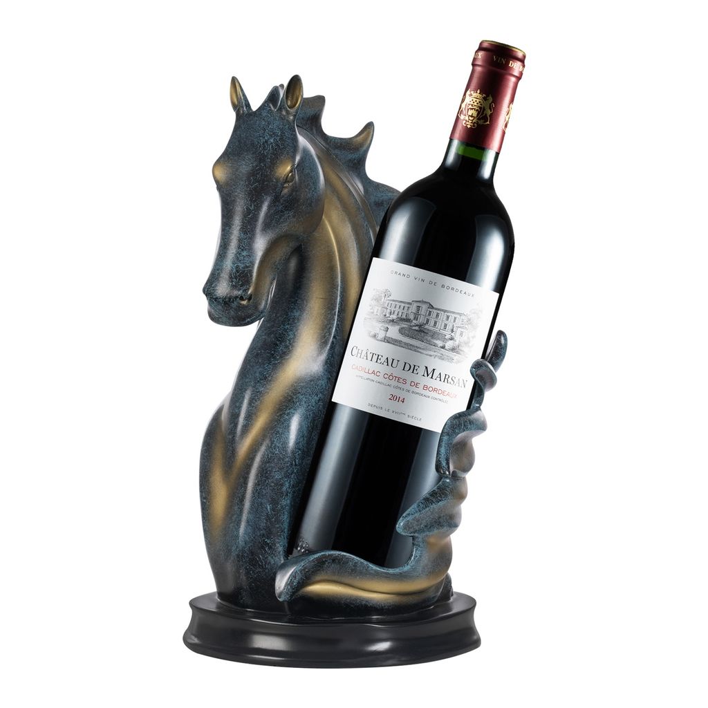 Kreatives Pferdekopf-Design Weinflaschenhalter Weinregal Dekoration Blau&Gold