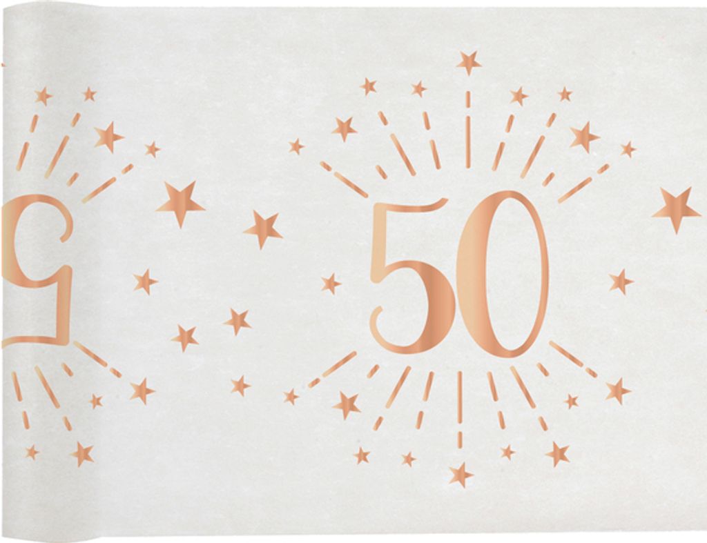 50. Geburtstag roségold Tischläufer 5 m x 30 cm Zahl 50 Produktbild 