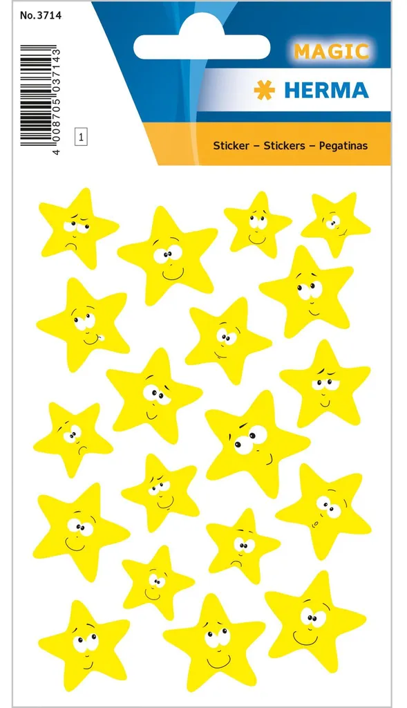 Stickers Étoiles Fluorescentes Herma Magic Jaunes pour Loisirs Créatifs