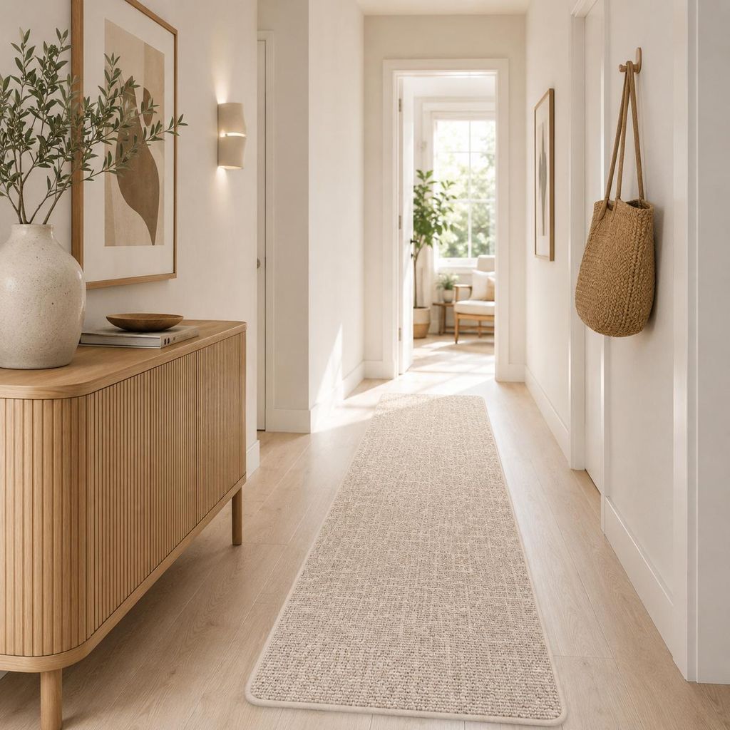 Schlingen Designer Teppich Läufer Niva Beige, Größe:80x240 cm