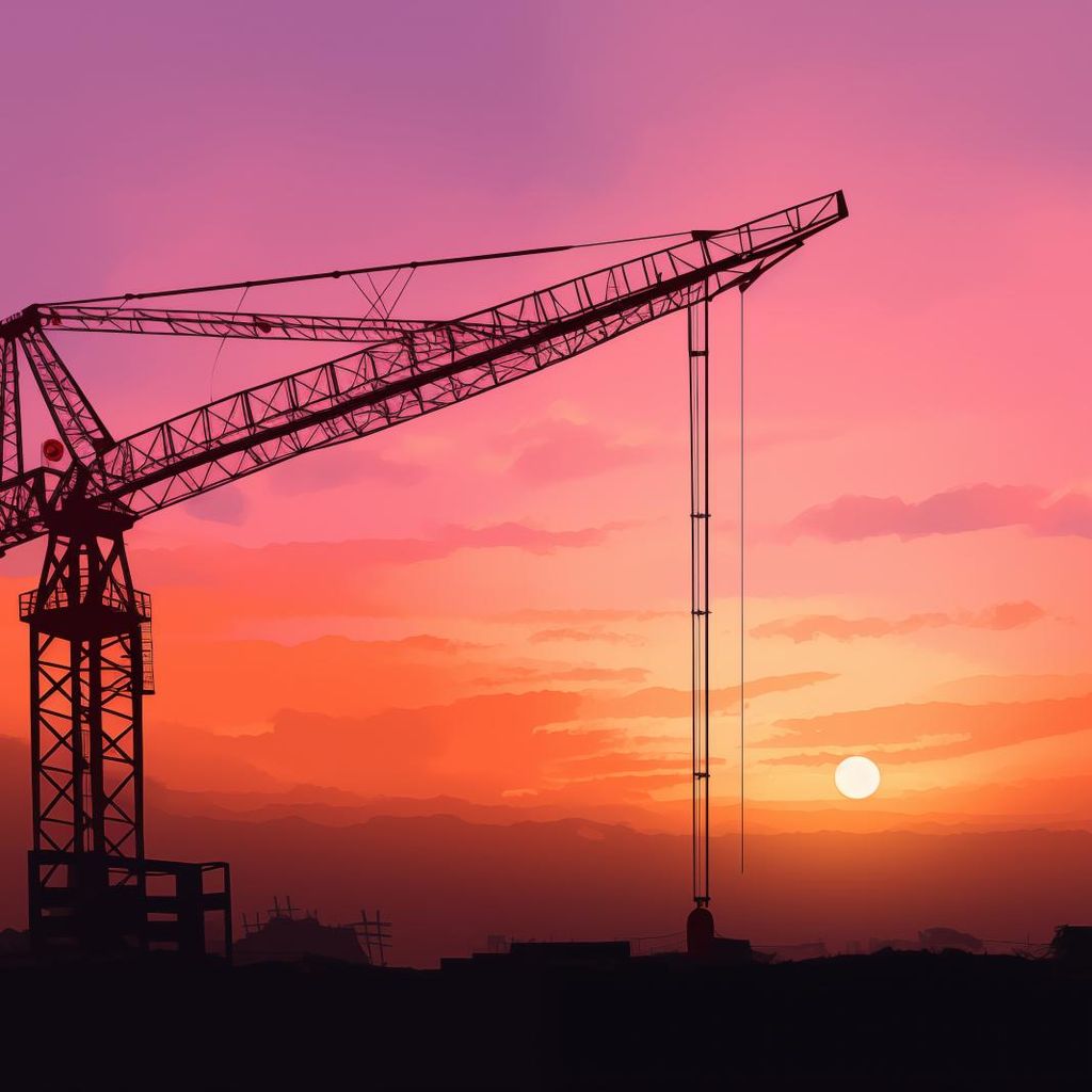Poster 80x80cm Abendstimmung auf der Baustelle