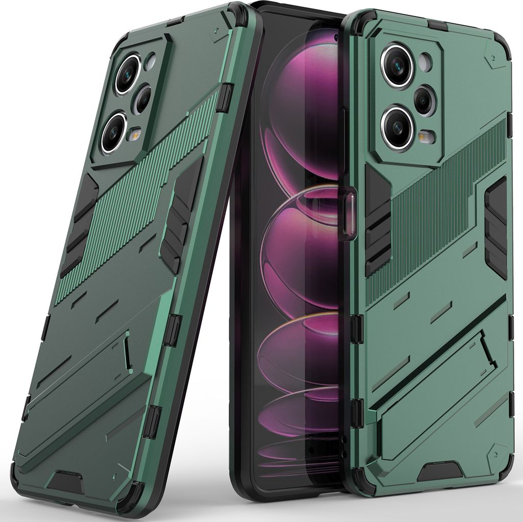 Armor Hülle für Xiaomi Poco X5 Pro /Redmi Note 12 Pro 5G, Hybrid PC TPU Bumper Stoßfestes Schutzhülle mit Standfunktion Grün