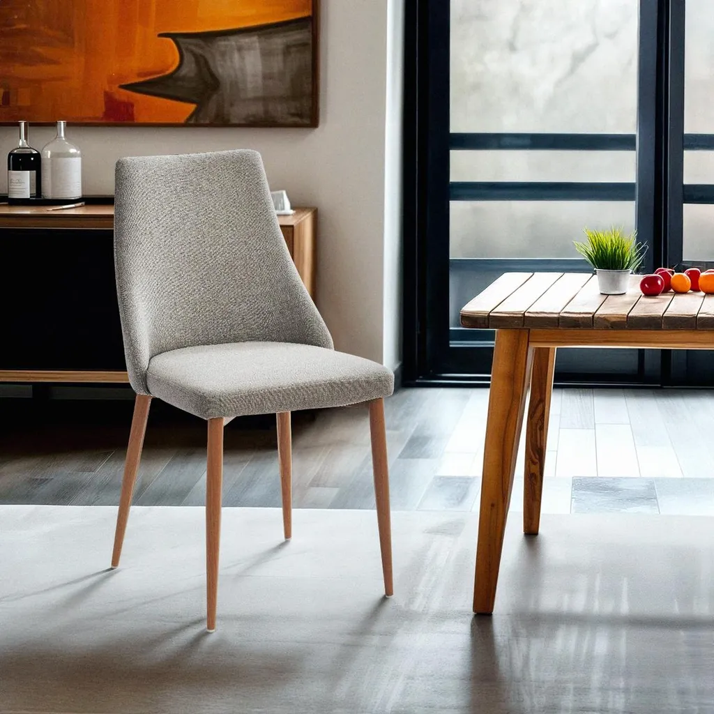 Chaise rembourrée Sirka tissu gris clair grand confort de séjour - 2