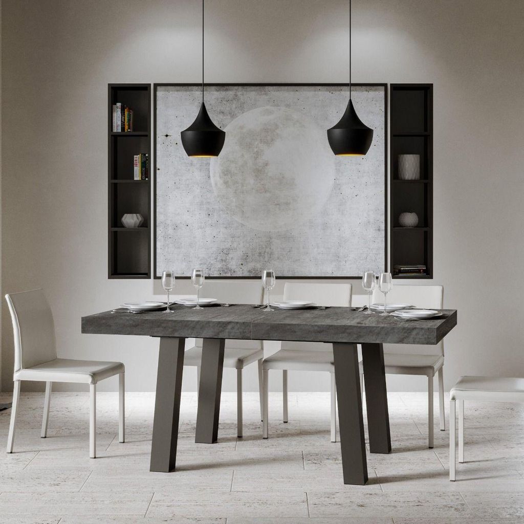 ITAMOBY - Ausziehtisch 160/264x90 cm Bridge Zement Tischbeine Anthrazit