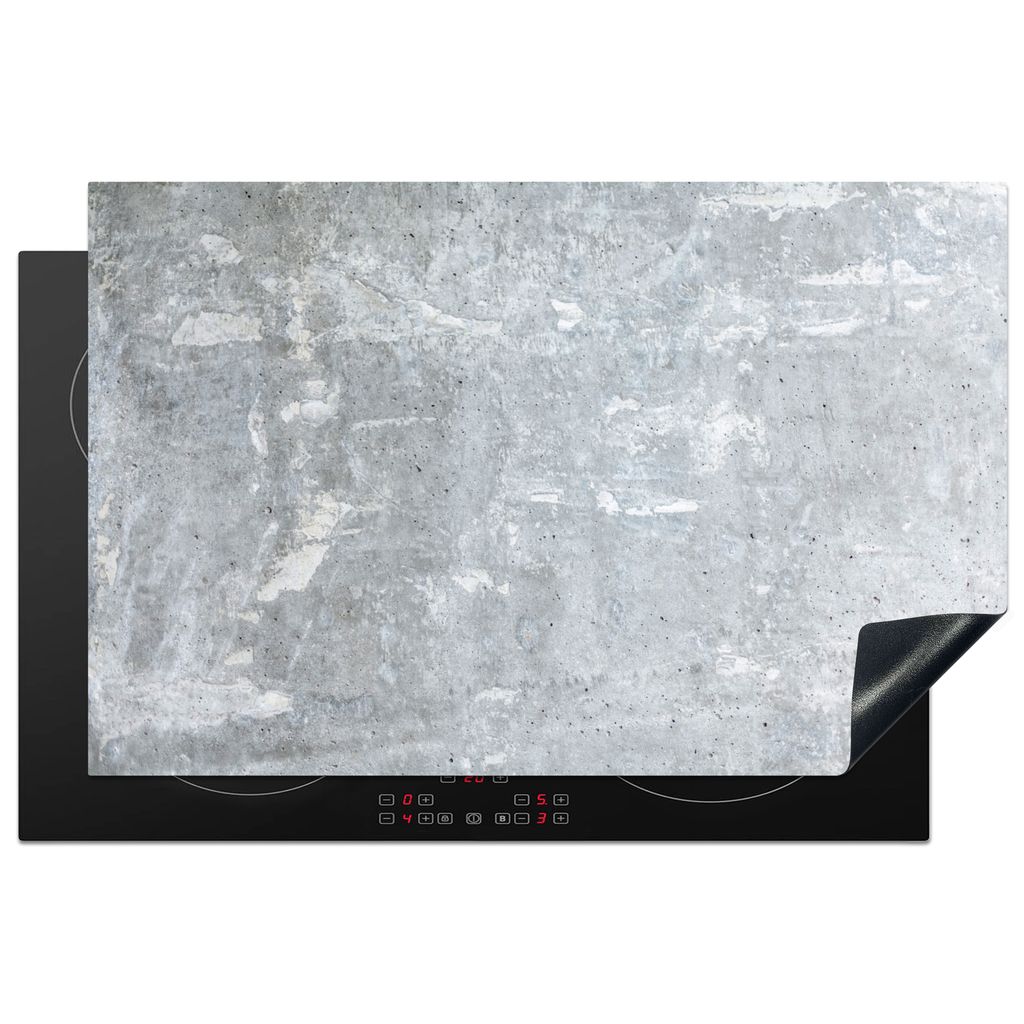 KitchenYeah Herdabdeckplatte Stein - Granit - Grau - Industrie - Design , 81x52cm, Küche Deko, Glaskeramikkochfeld Herdabdeckung, Abdeckplatte f...
