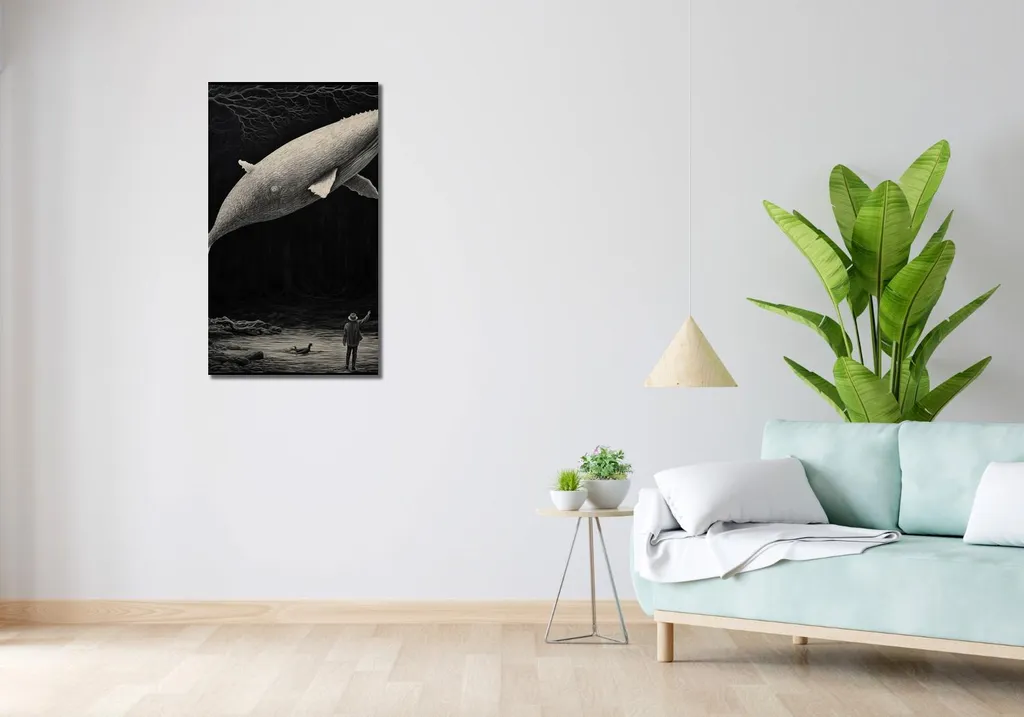 Quadro 50x90 cm Balena bianca - 2