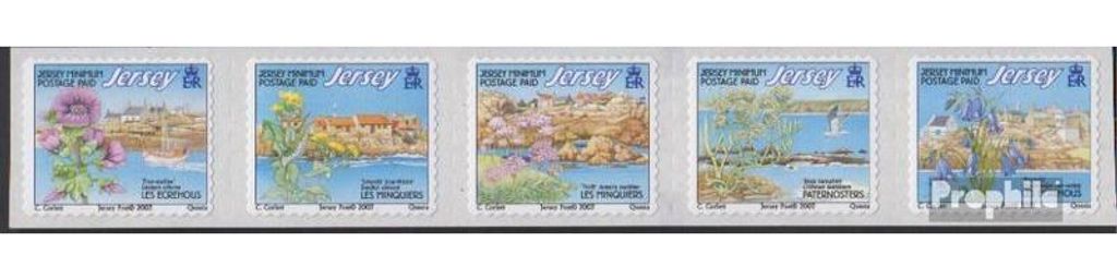 Briefmarken GB - Jersey 2003 Mi 1094I-1098I Fünferstreifen gestempelt Flora