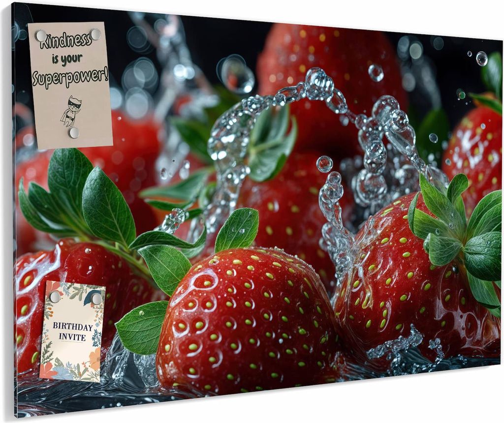 Magnettafel 60x40cm magnetisch & beschreibbar Metall-Board - Erdbeeren von Frische