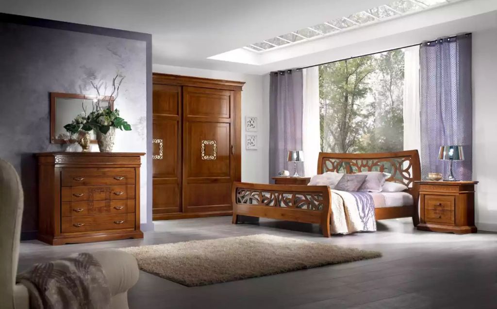 Schlafzimmer Komplett Bett 2x Nachttische 5tlg. Design Luxus Komplettes