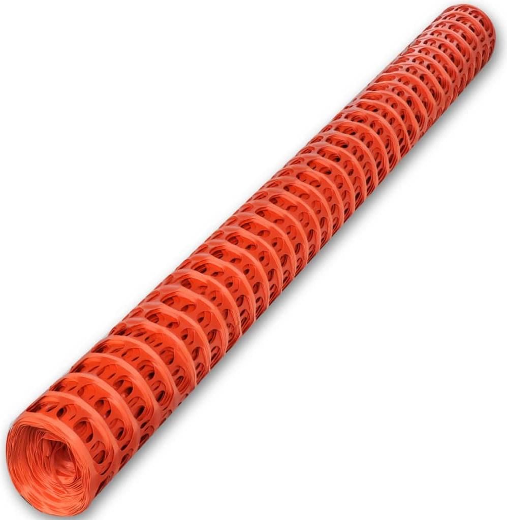 A rolled-up orange plastic fence on a white background.