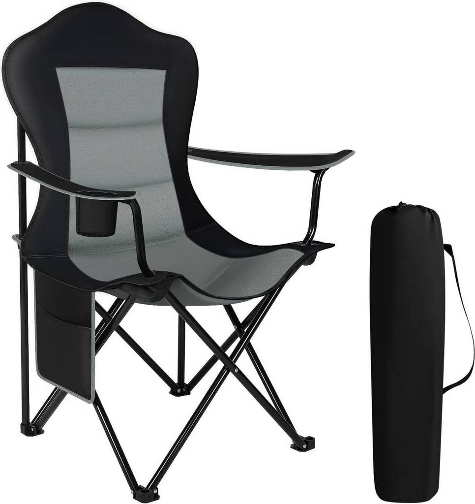 WOLTU Campingstuhl, Leichter Klappstuhl, für Outdoor Camping Grillen Angeln : Schwarz + Dunkelgrau 1 Farbe: Schwarz + Dunkelgrau Stückzahl: 1