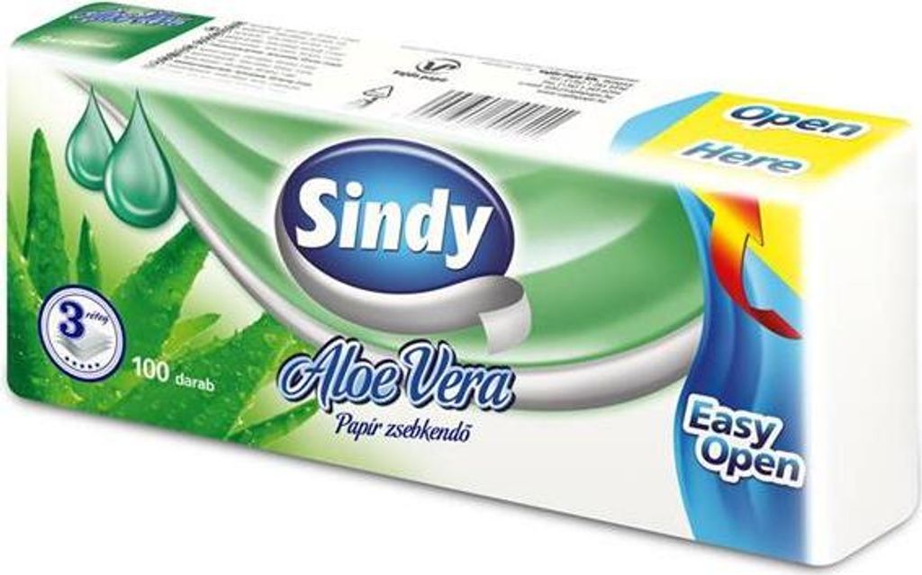 Taschentücher, Papier, 3-lagig, 100 Stück, "Sindy", aloe vera