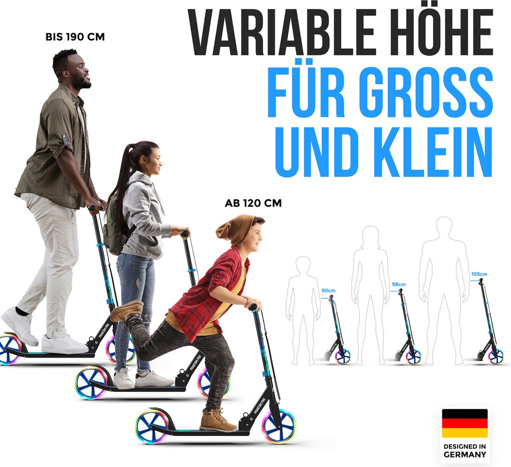 Apollo Cityroller City Scooter Phantom Pro LED, klapp- und Produktbild 4