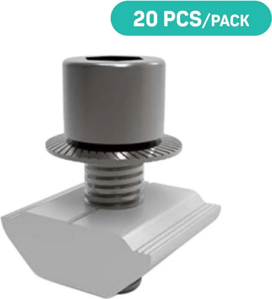 Écrou TT Solaire Haute Résistance - Pack de 20 Accessoires de Rail