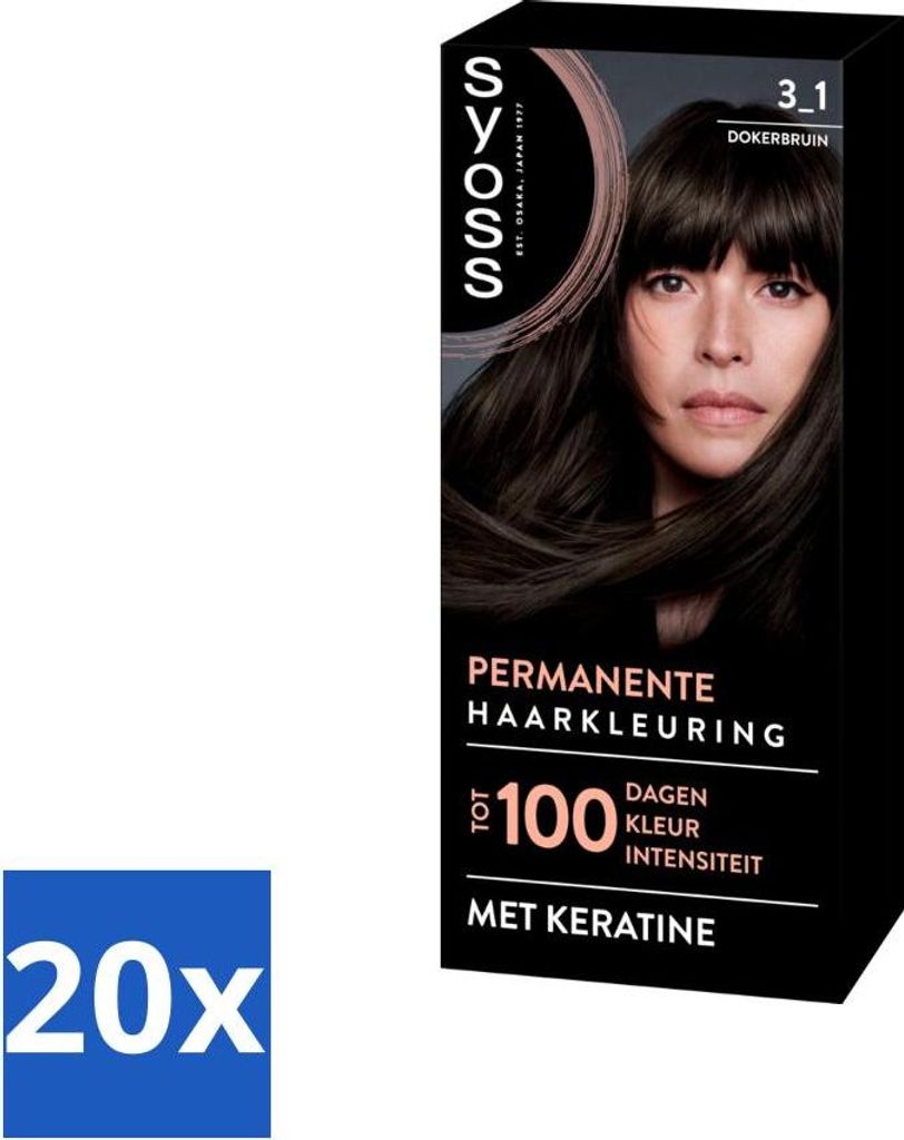 SYOSS – Permanent Coloration 3-1 – Haarfärbemittel – Permanente Haarfärbung – Dunkelbraun – Grauabdeckung - Vorteilspack - 20 Stücke