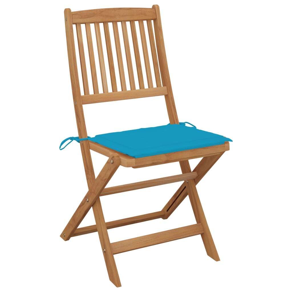 "WINTER SALE"Stuhl Terrasse - Klappbare Gartenstühle 4er set - Balkonmöbel - Campingstuhl elegantes Design - mit Kissen Massivholz Akazie - 44x50...
