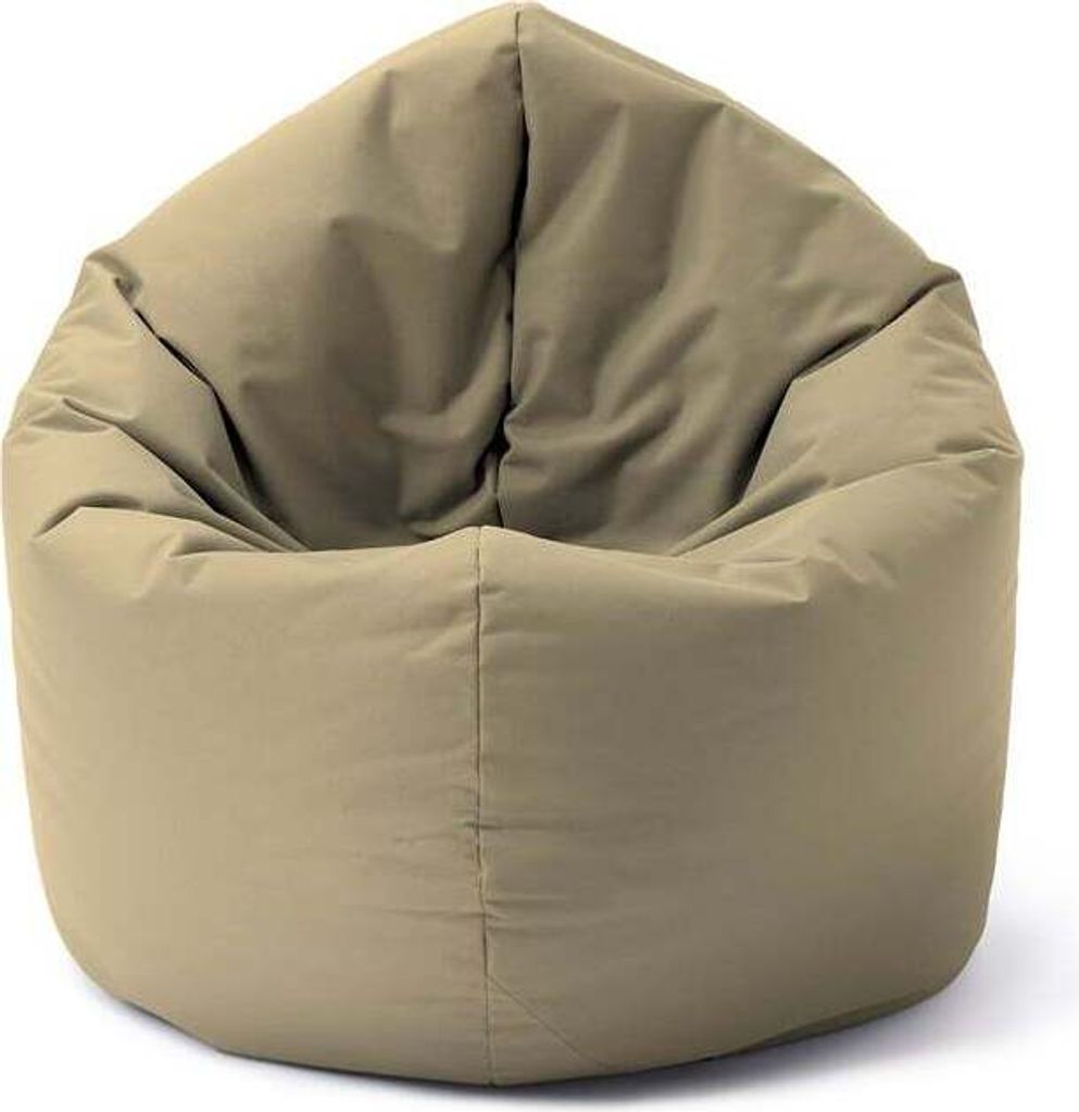 A single beige beanbag chair on a white background.