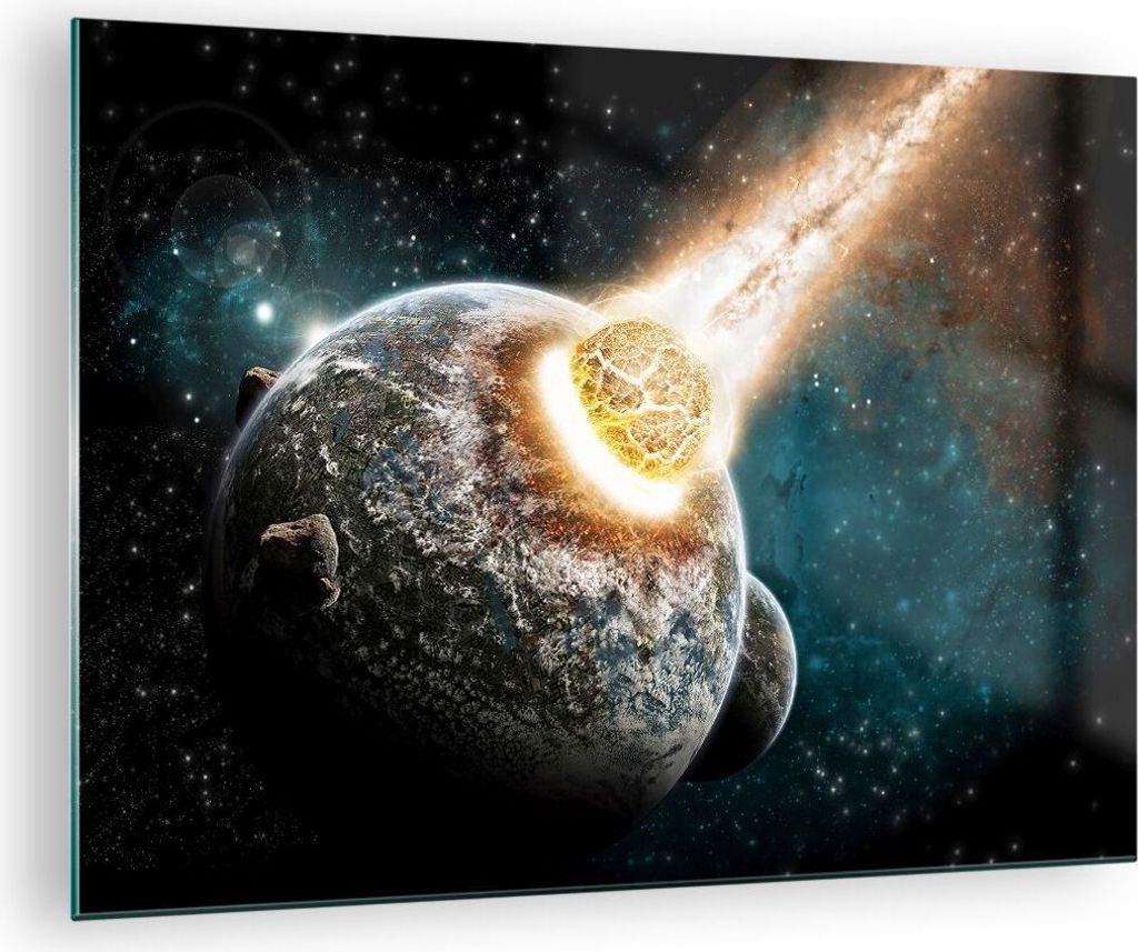 Bilder auf glas - Katastrophe Apokalypse Komet Explosion - 70x50cm - Glasbilder - Wandbilder - Kunstdruck - Wanddekoration aus Glas - Glas Bilder -...