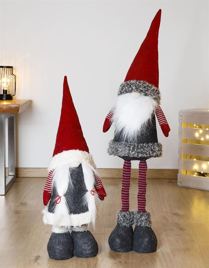 Dekofigur Wichtel "Weihnachtsfrau" mit Teleskop Beinen, Produktbild 