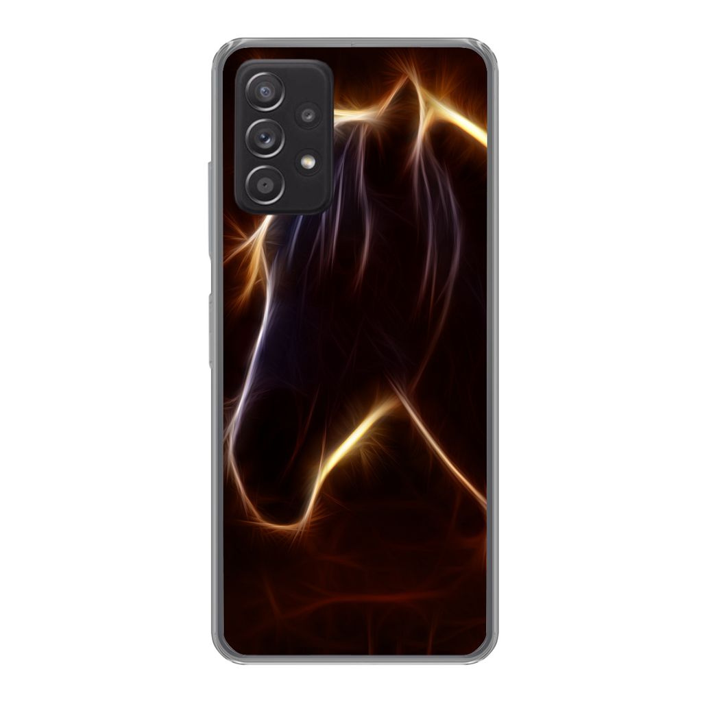 MuchoWow Handyhülle Schutzhülle Hülle für Samsung galaxy a73 Pferd - Kontur - Leicht Silikon Softcase Handy Hülle - Handyhülle