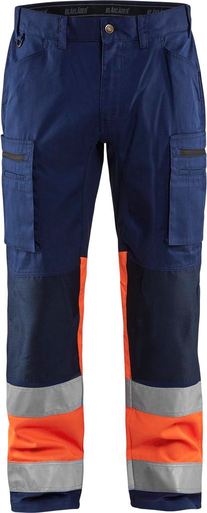 High Vis Arbeitshose Mit Stretch "1551 " - Blakläder Marineblau/Orange D84