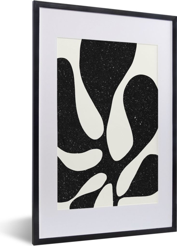 MuchoWow Gerahmtes Poster Pflanze - Schwarz - Minimalismus 40x60 cm - Poster mit Schwarzem Bilderrahmen Wandposter Rahmen Foto Bilder - Poster in...