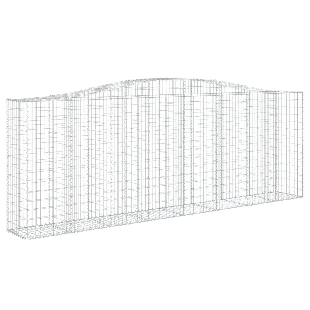 Gabion arc surélevé pour aménagement extérieur 400x140 cm, brise-vue fer