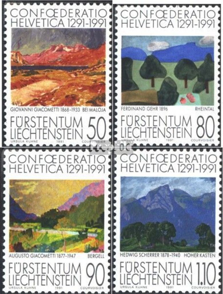Briefmarken Liechtenstein 1991 Mi 1016-1019 (kompl.Ausg.) postfrisch 700 Jahre Schweiz