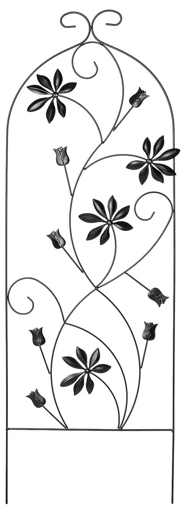 Treillis de jardin en acier laqué motif fleurs 120cm - Pack de 2 Noir