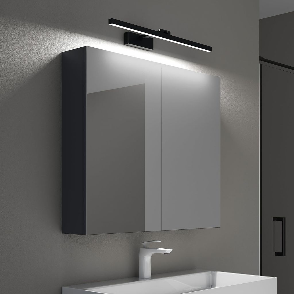 Mai & Mai Spiegelschrank mit Spiegellampe Badezimmerschrank BxTxH 100x15x70cm Spiegelleuchte 180° Drehbar LED Badlampe 60cm