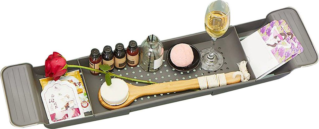 Badewannenständer, praktisches Teleskop-Badewannenregal mit Abflusslöchern, rutschfeste Ablage für das Badezimmer zu Hause