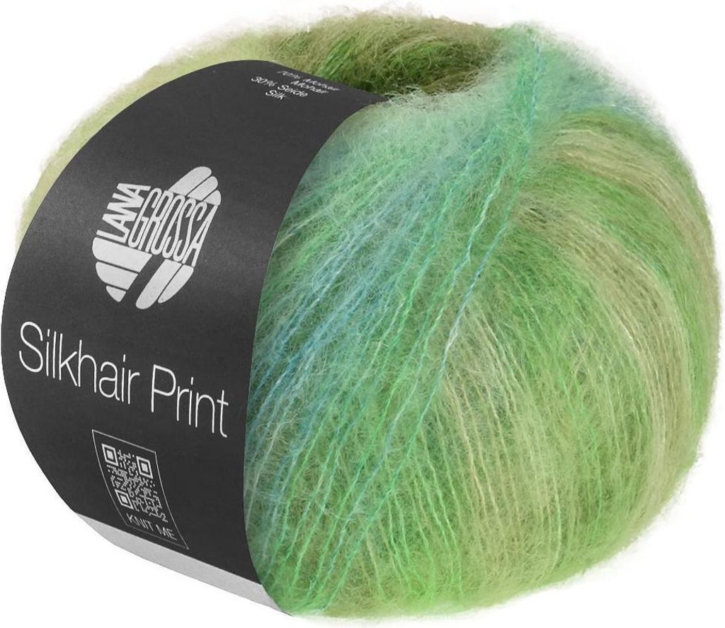Lana Grossa - Silkhair Print 25g 0439 gelb- weiß- olivgrün Produktbild 