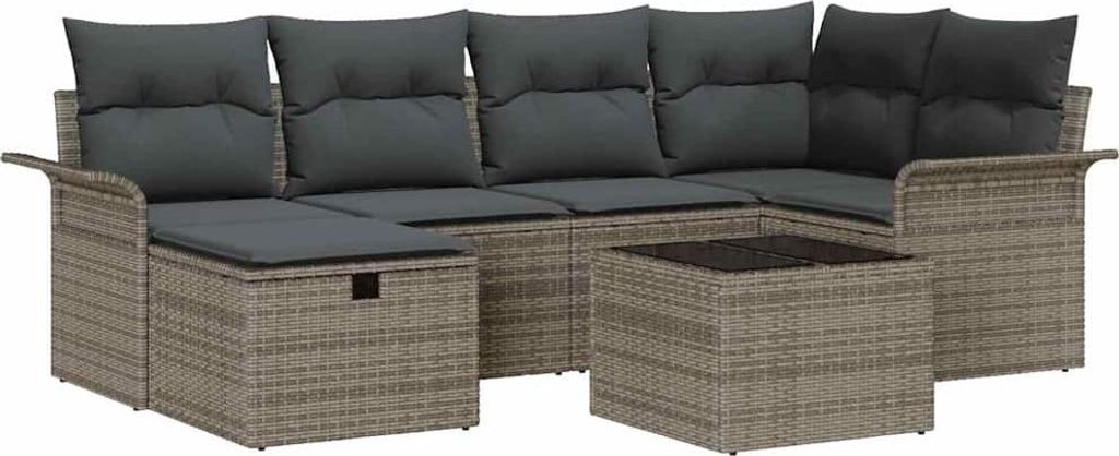 Best Möbel Garten-Sofa-Set 7 pcs - Grau 242,5x132,5x85 cm Poly Rattan - Gartensofas A3358888