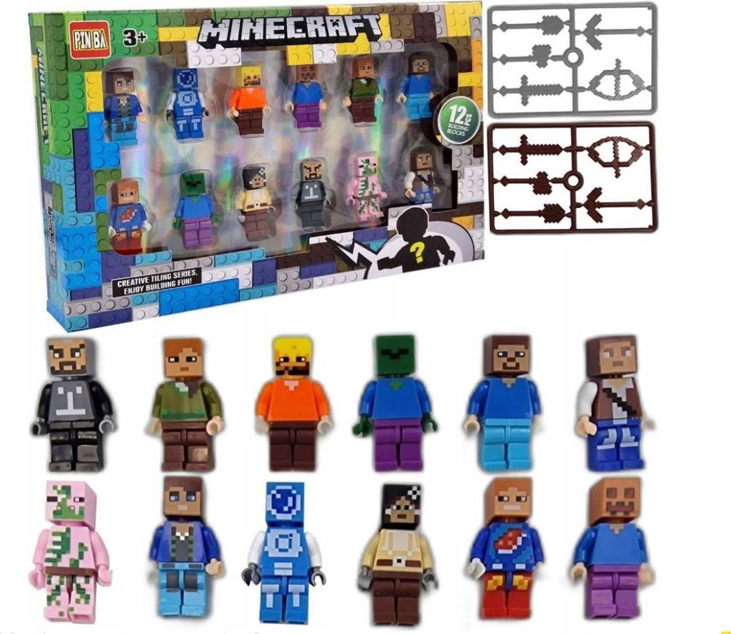 Velka Sada Figurek Minecraft 12Ks + Příslušenství Pro Lego Obrázek produktu 