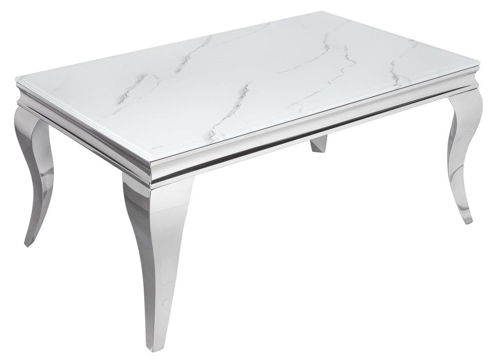Mesa de centro de 100 cm, diseño de mármol y cristal, mesa Imagen del producto 