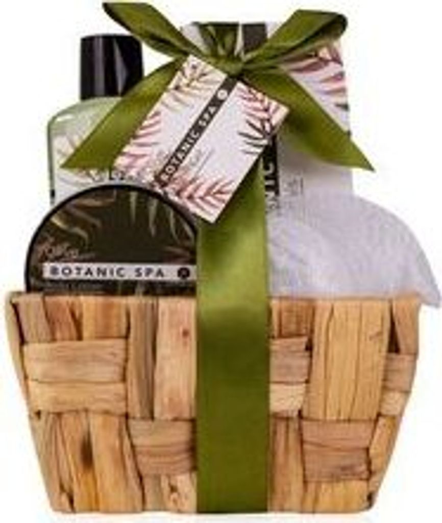 Geschenkset Badeset Pflegeset Wellness Damen Olive Spa Seegraskörbchen