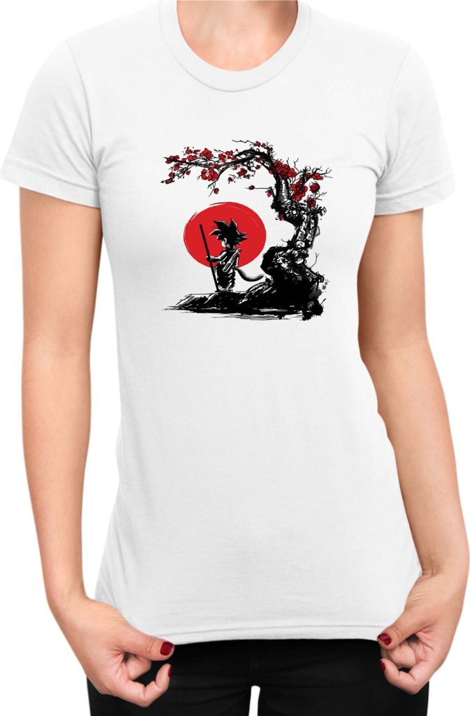 Damen T-Shirt Dragon Anime Manga Ball Z Goku 33, Lady XL / Weiß