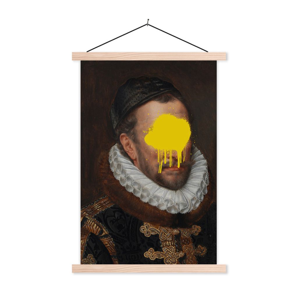 MuchoWow Textilposter Wilhelm von Oranien - Adriaen Thomasz - Gelb 40x60 cm mit holzfarbenen Rahmen - Poster